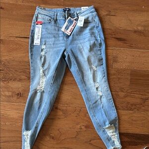 Wax Jean Light Blue High Rise Distressed Jeans